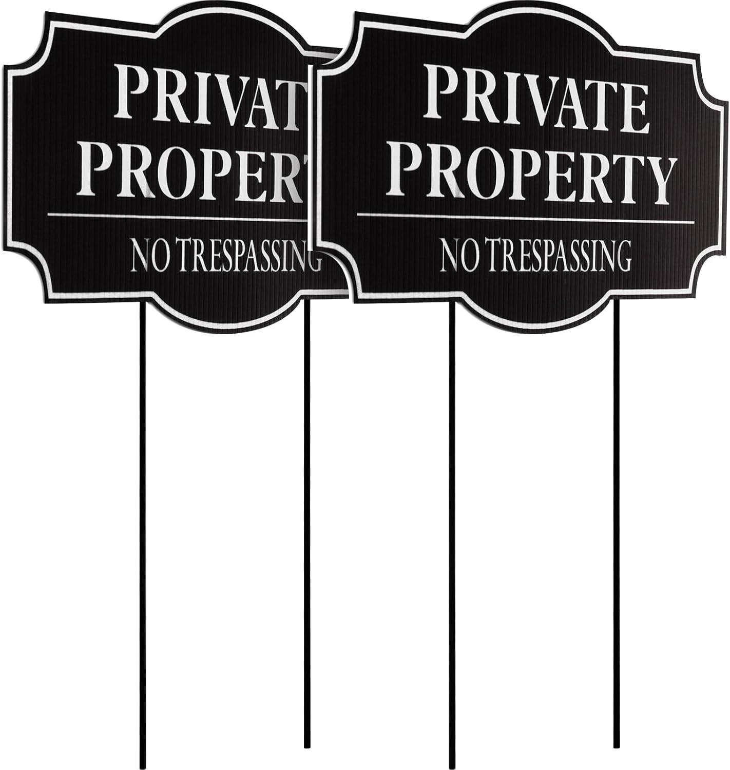 2 Pack Private Property No Trespassing Sign for House with Stake, 11.8 x 6.7 Inc