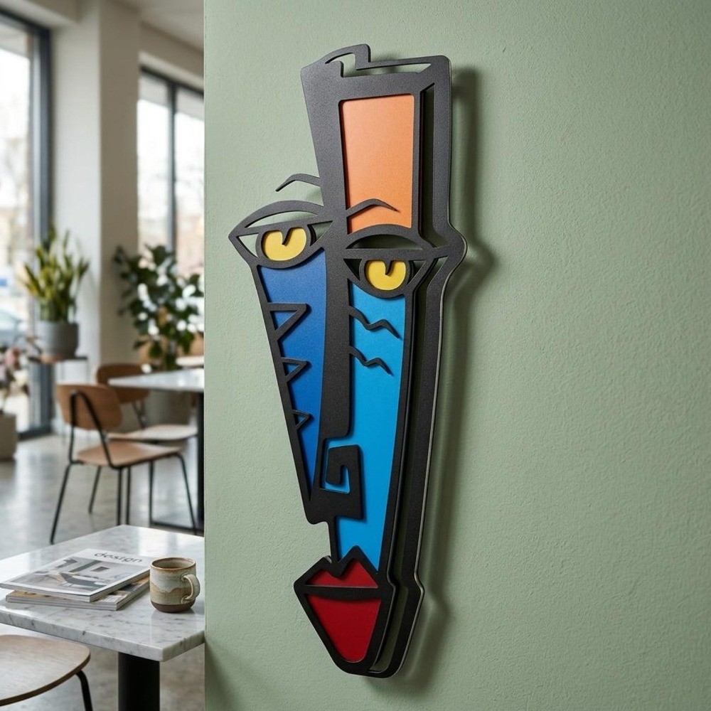 Metal Wall Art Face Home Decor Steel Sign Minimal Face Line House Decoration