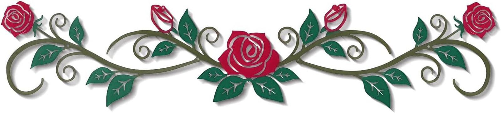 Large Metal Rose Wall Decor，Long Iron Scroll Vine Wall Art Above，Rustic