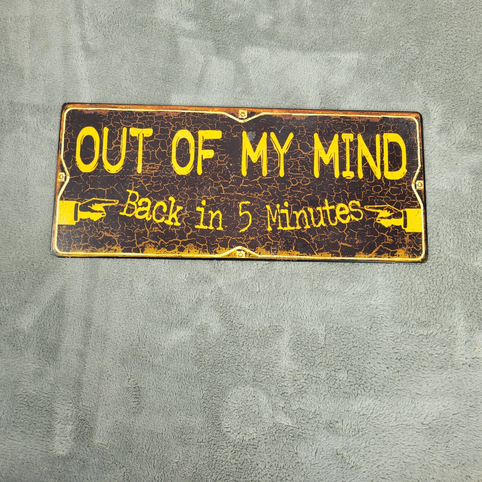 Out of My Mind Back in 5 Minutes Sign Metal Hanging Wall Decor Office Home