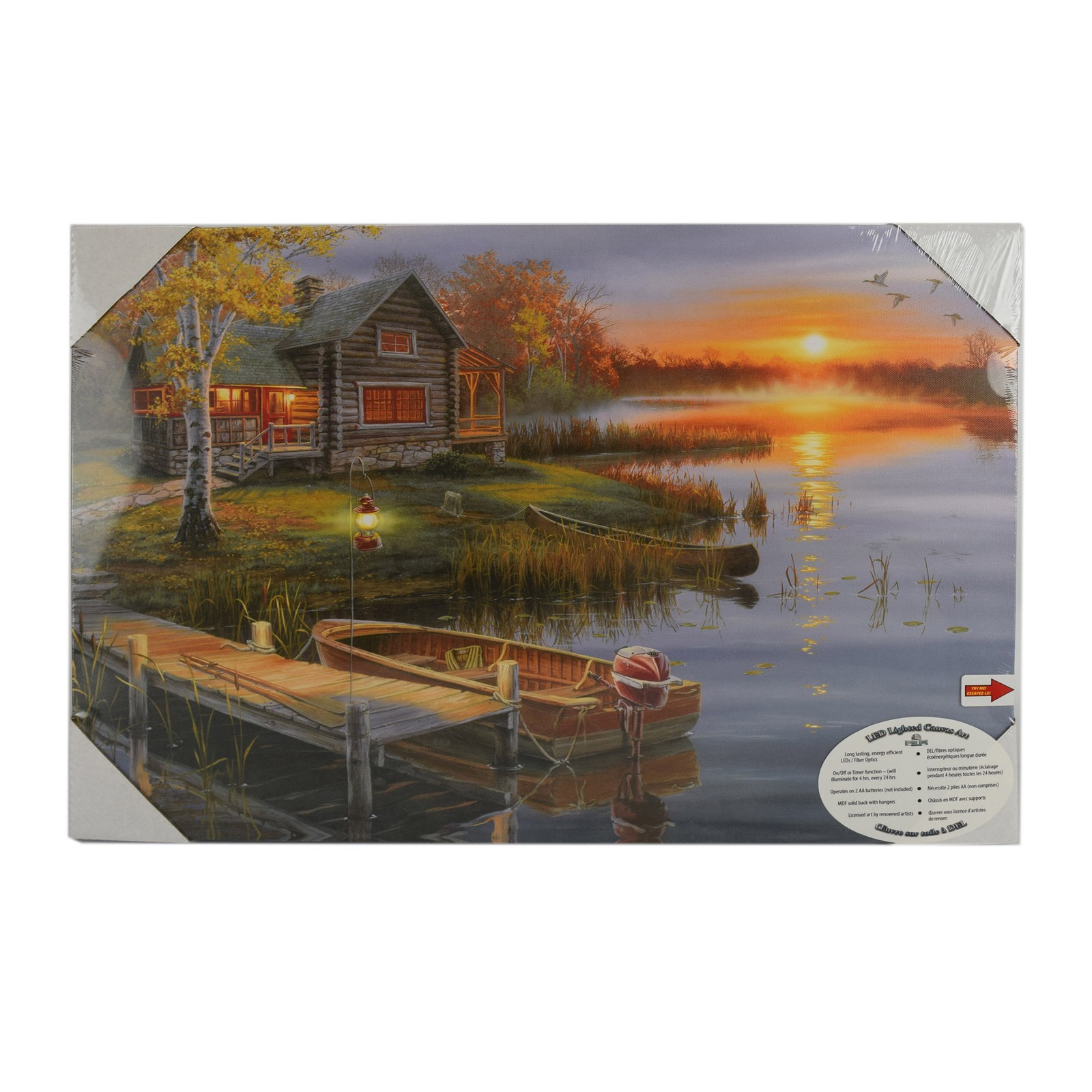 Rivers Edge Products LED Canvas Wall Art, 24″ x 16″, Fiber Optic Light Up Wall