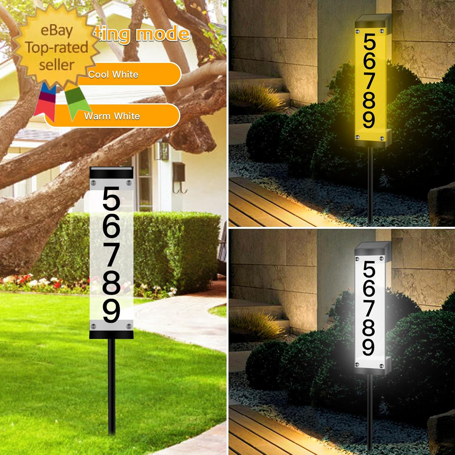 Solr House Numbers for Outside,Lighted Solar Address Sign Plaque Address Numbers