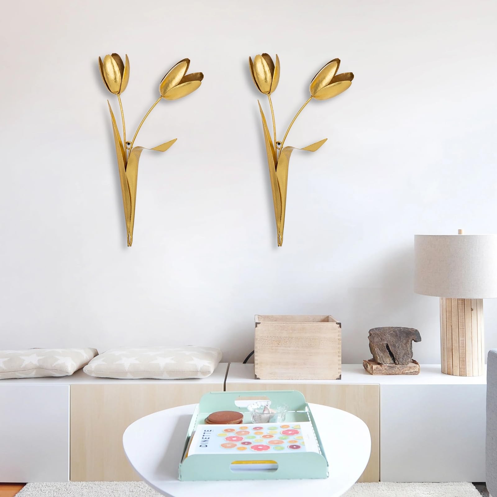 Metal Flowers Wall Decor, 15″ Metal Tulip Flowers Rustic Wall Art Decoration …