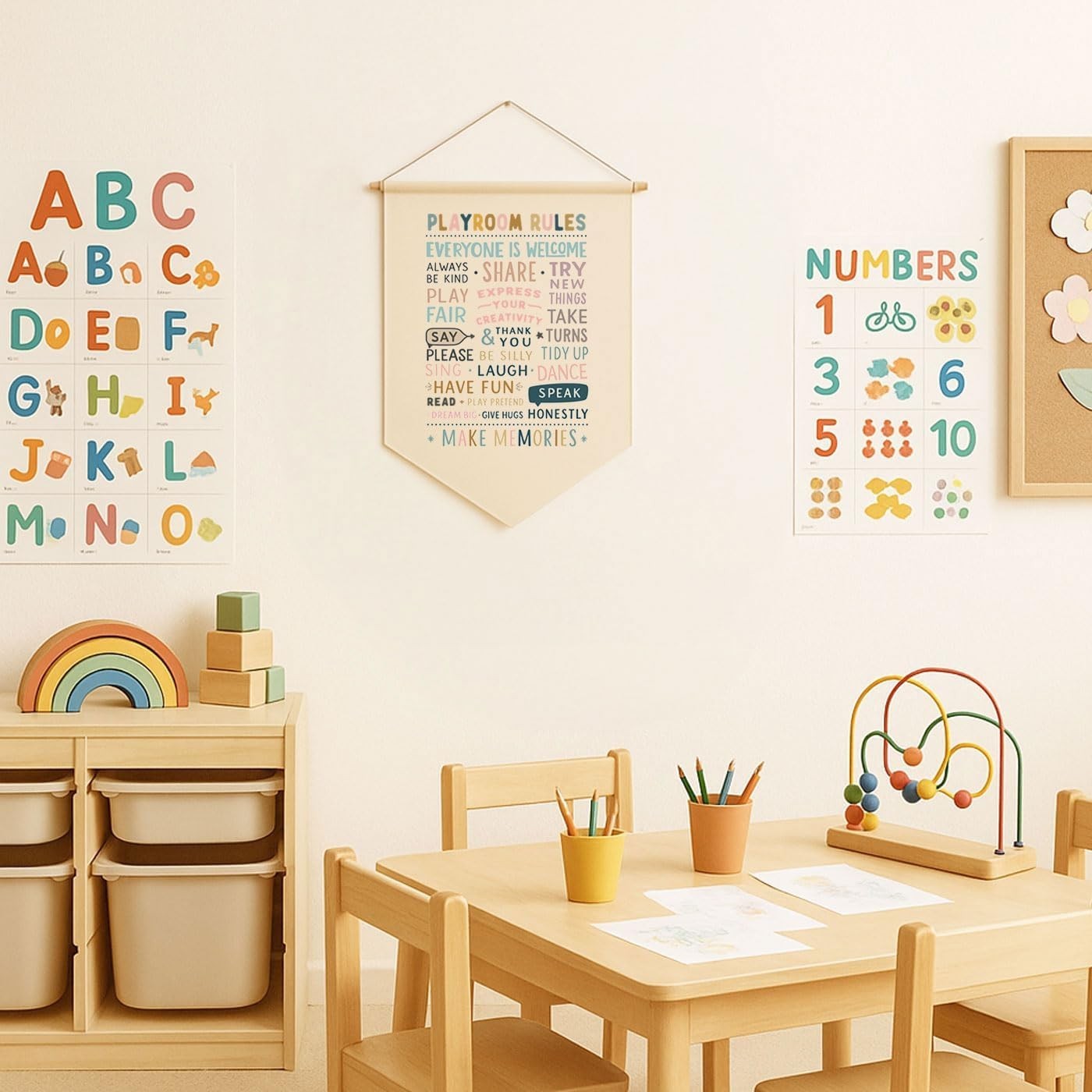 Playroom Rules Wall Art, Kids Room Banner Decor, Playroom Sign, Homeschool Wa…