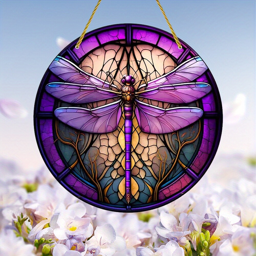Dragonfly Suncatcher Round Sign Acrylic Sign Hanging Home Decoration