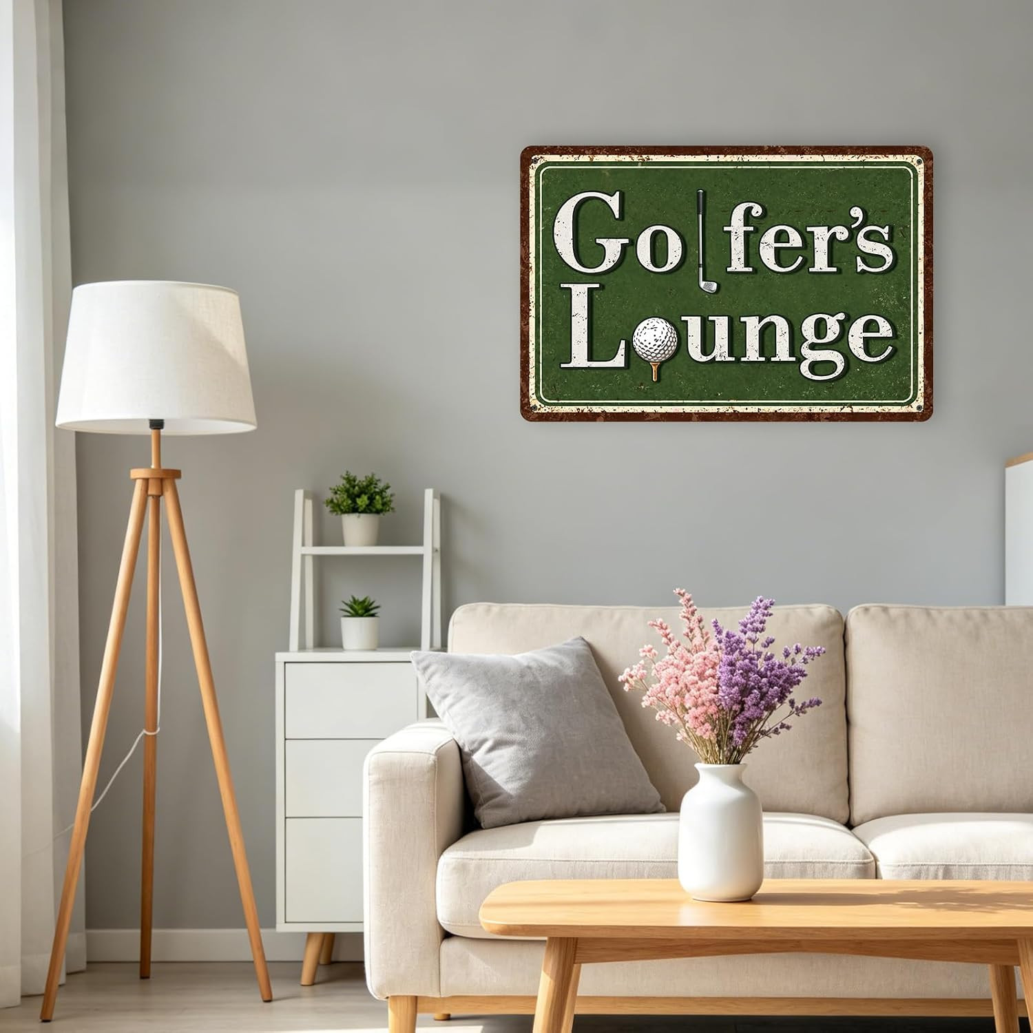 Vintage Golfers Lounge Sign, 30X20Cm/12X8In Tinplate Golf Lounge Decor