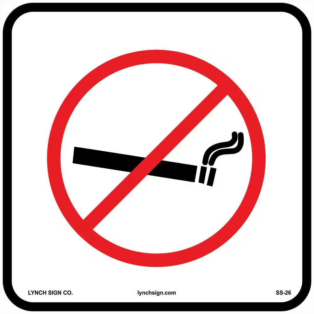 12 In. X 12 In. No Smoking Sign Printed on More Durable, Thicker, Longer Lasting