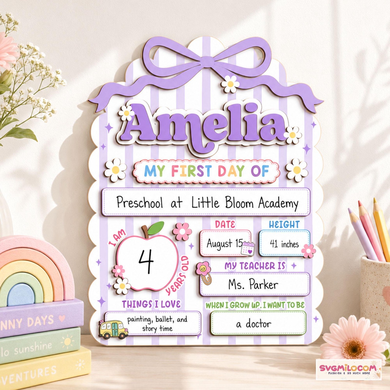 Custom First Day of School Sign, Personalized Back to School Photo Prop