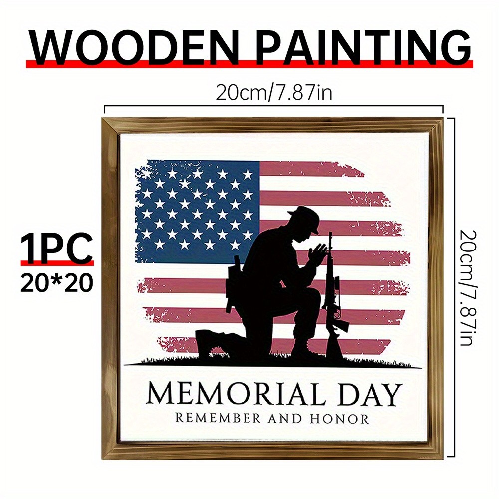 Memorial Day Remember And Honor Wooden Plaque Patriotic US Flag Decoration Gift