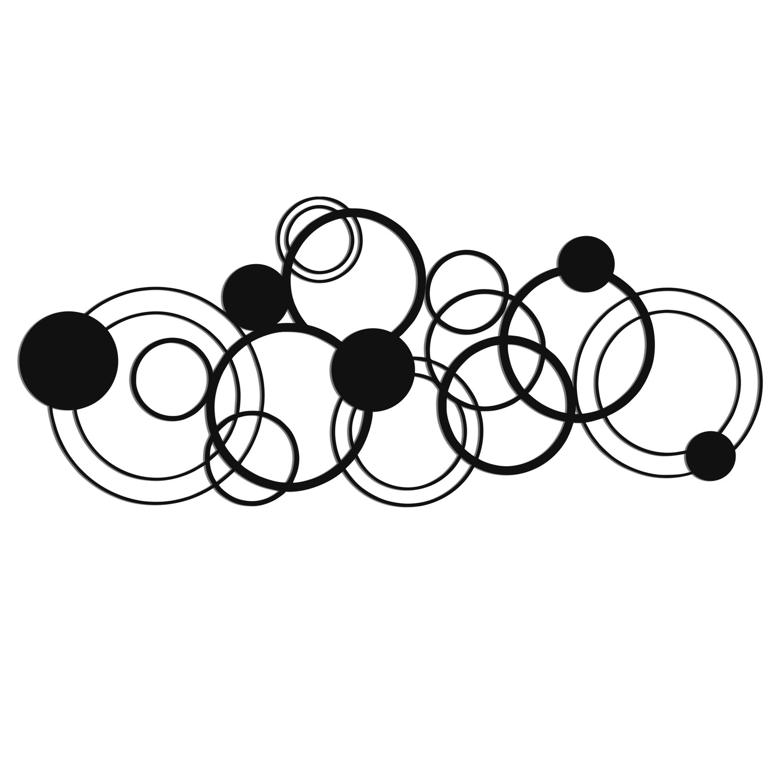 Black Abstract Wall Art Modern Line Minimalist Circle Sculpture 2 PCS Set