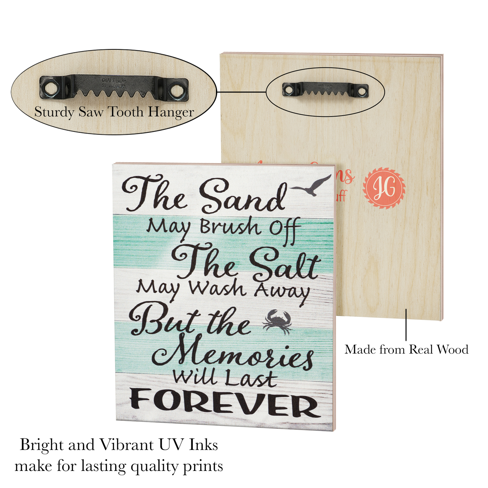 JennyGems Beach House Decor Sign, The Sand May Brush Off Memories Will Last