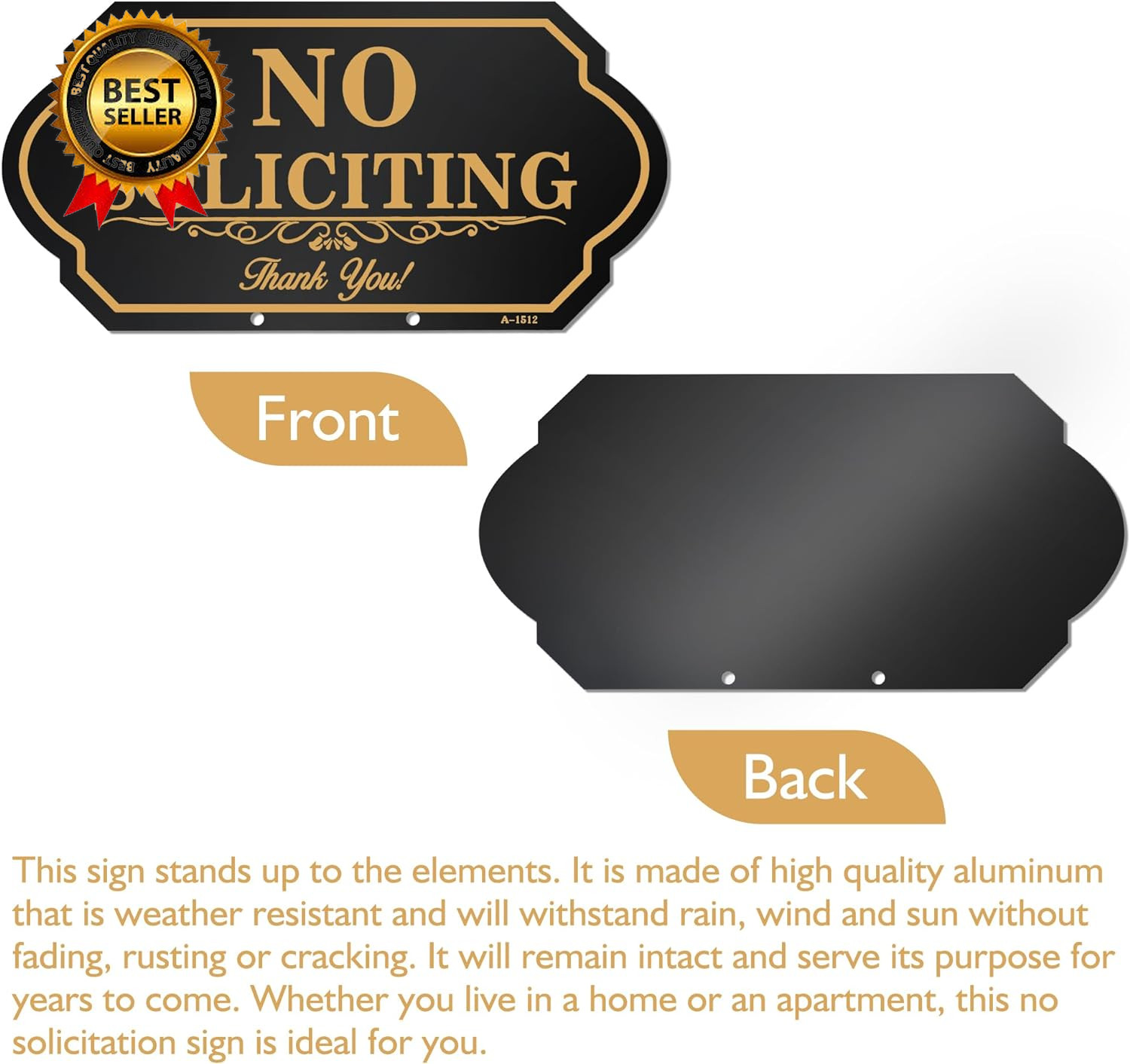 No Soliciting Sign for House with Stake 50 Mil Thick Aluminum 5X10 Inch…