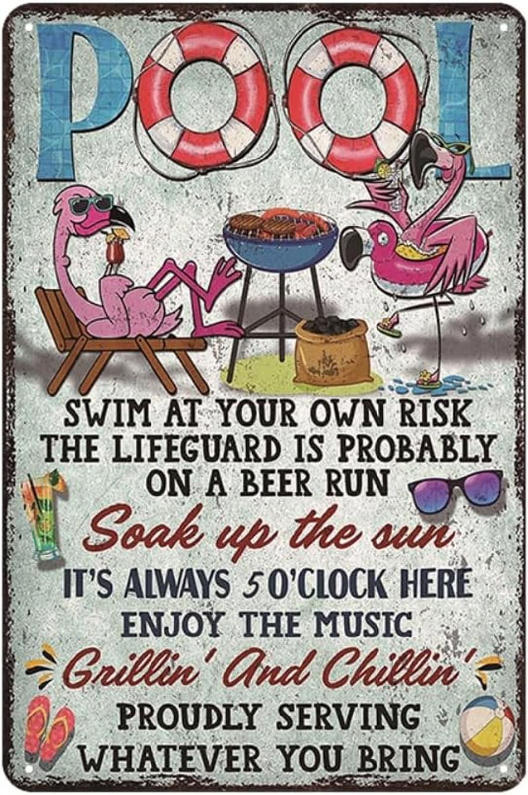 Pool Rules Sign Aluminum Sign 8×12 Size Funny Pool Decor Swimming Pool