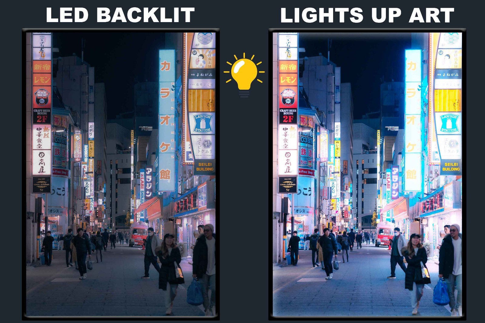 LED Backlit Cyberpunk Wall Art Lighted Frame – walk japan street night life