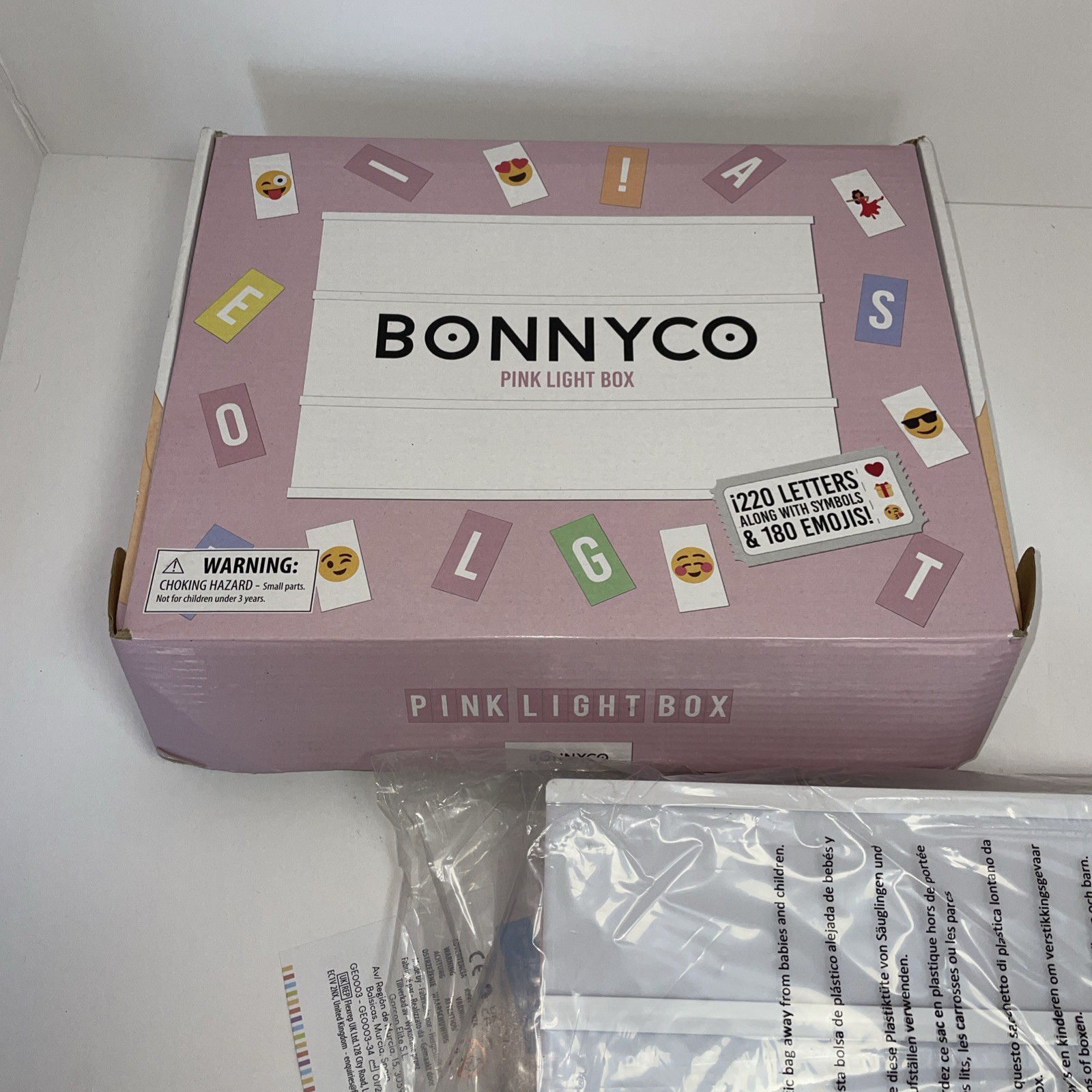Bonnyco Pink Light Box 220 Letters Along With Symbols And 180 Emojis
