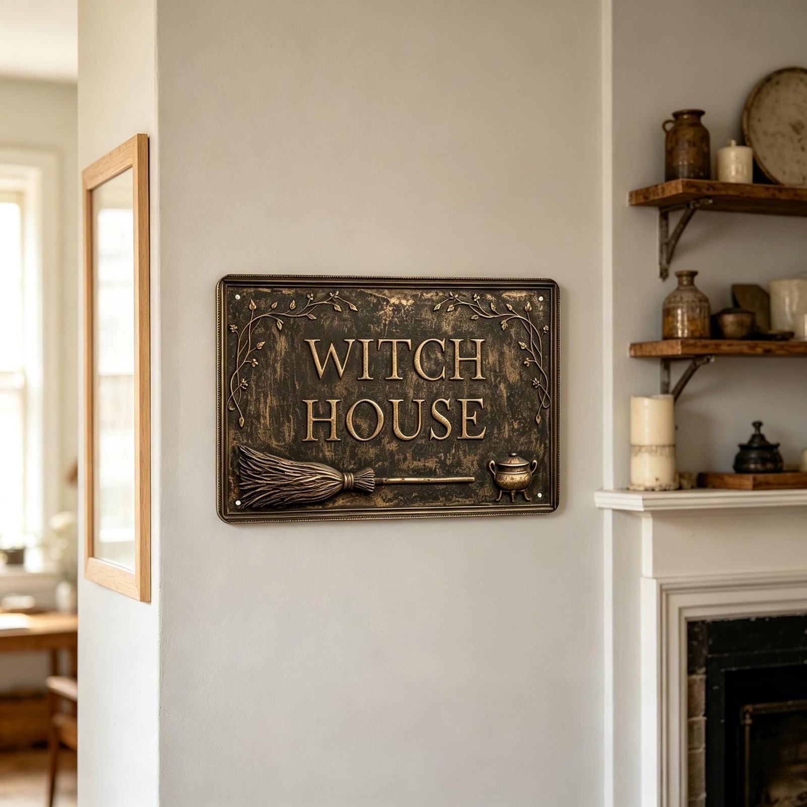 Witch House Vintage Metal Sign Funny Retro Halloween Wall Decor