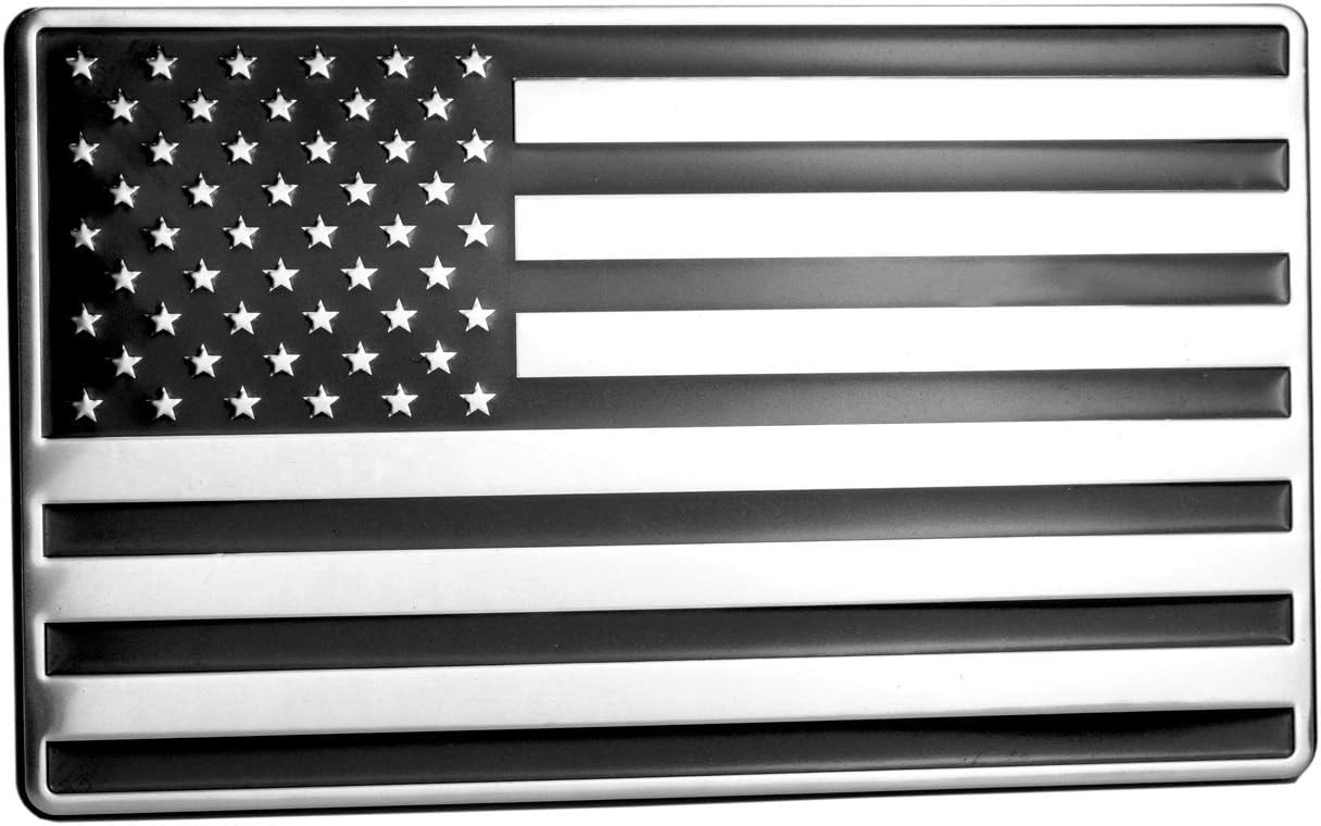 American Flag Stainless Steel Emblem 5″x3″