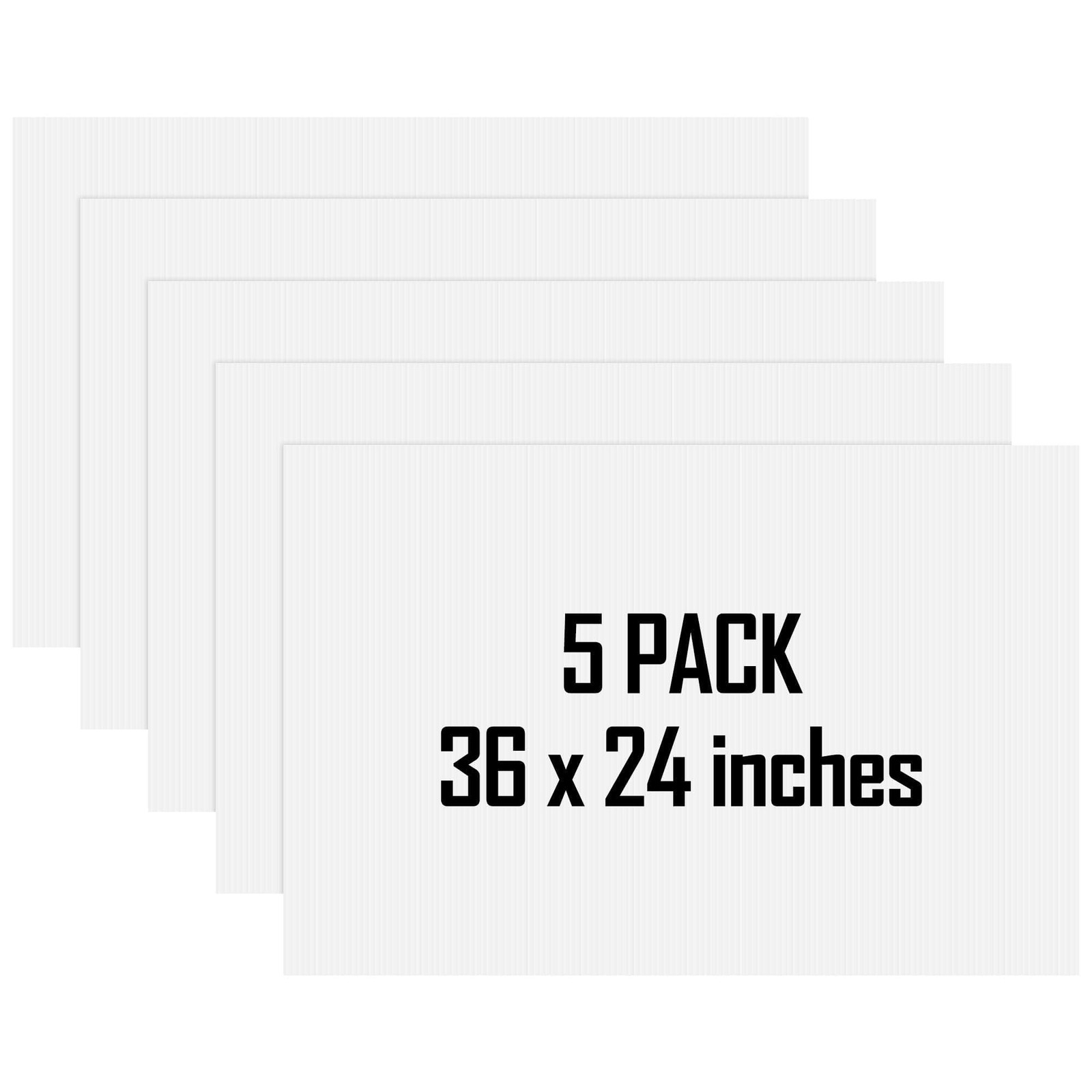 5 Pack 24 x 36 Inch Corrugated Plastic Sheet Blank Yard Signs Double Sided Wh…