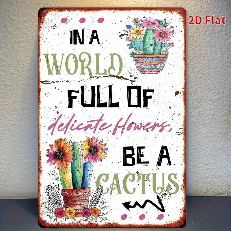 Vintage Cactus Metal Sign 11.8×7.8in Indoor Outdoor