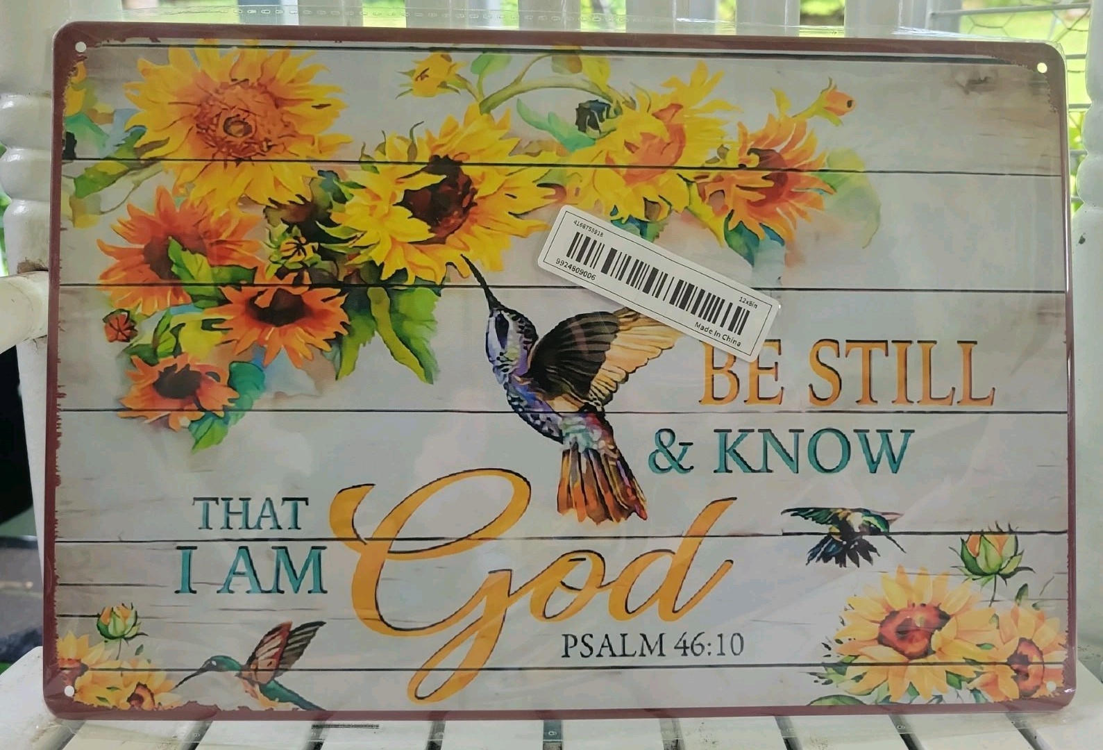 Be Still Know That I Am God-Psalm 46:10~ Metal Tin Sign 8×12 Sunflower