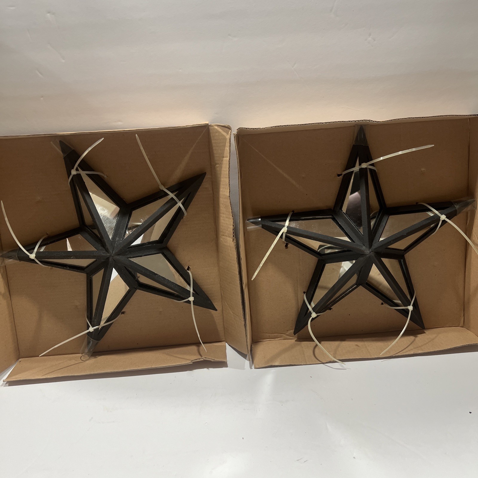 Set of two Black Metal and mirrorrs 3D wall Art Ready to hang 11” Original Box