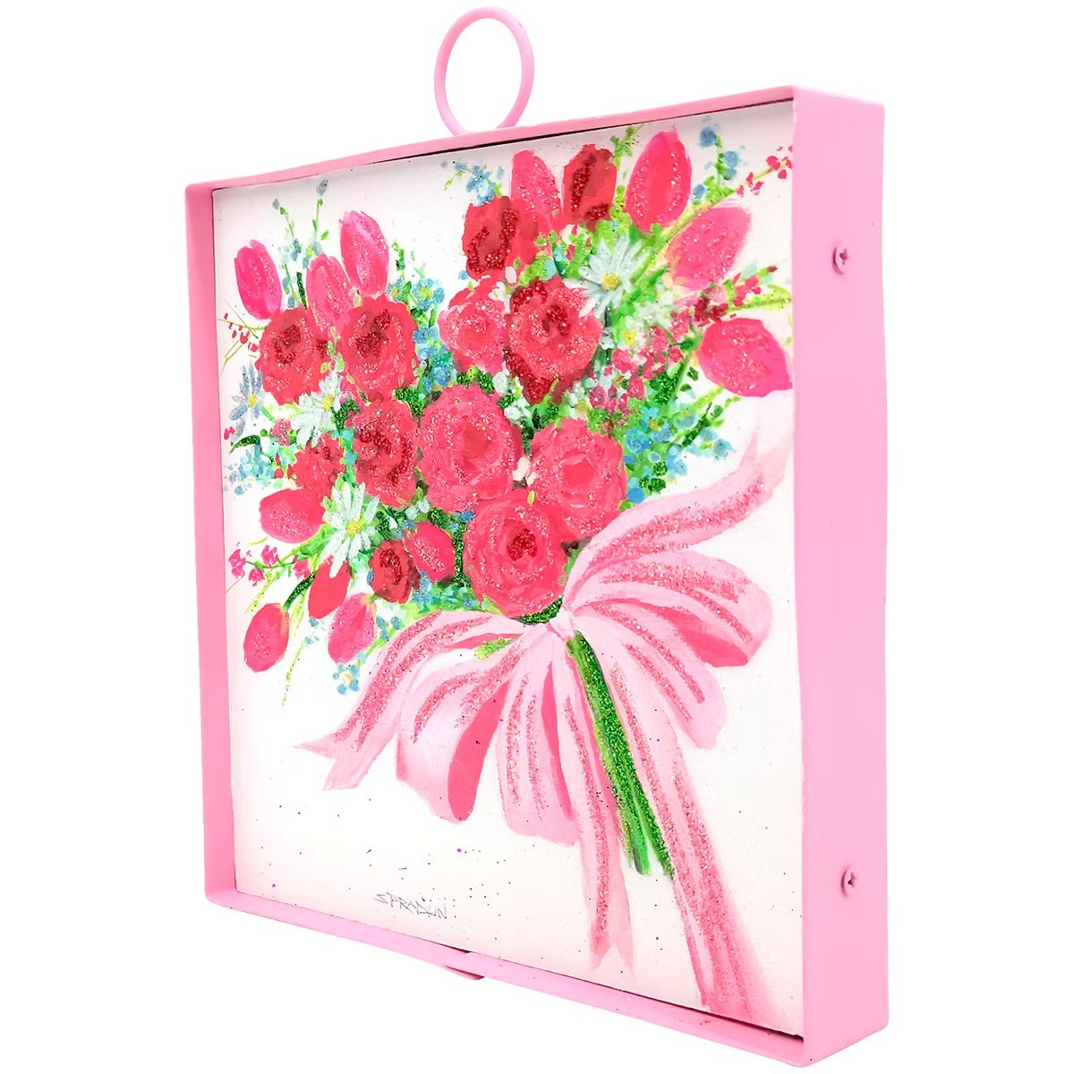 The Round Top Collection Mini Rose Heart Bouquet Print 6x6x1