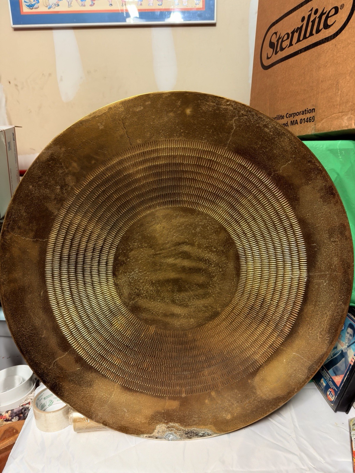 Crate & Barrel Metal Disc Wall Art, Large Decorative Wall Hanging – See Damage
