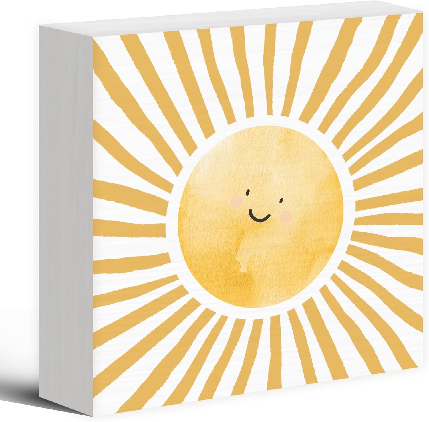 Inspirational Sun Sunshine Wood Box Sign Desk Decor 5X5, Pop Smiles Rustic
