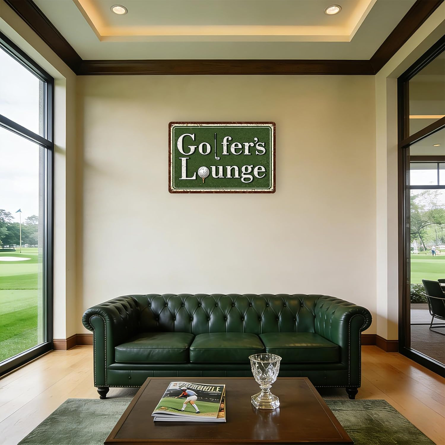 Vintage Golfers Lounge Sign, 30X20Cm/12X8In Tinplate Golf Lounge Decor