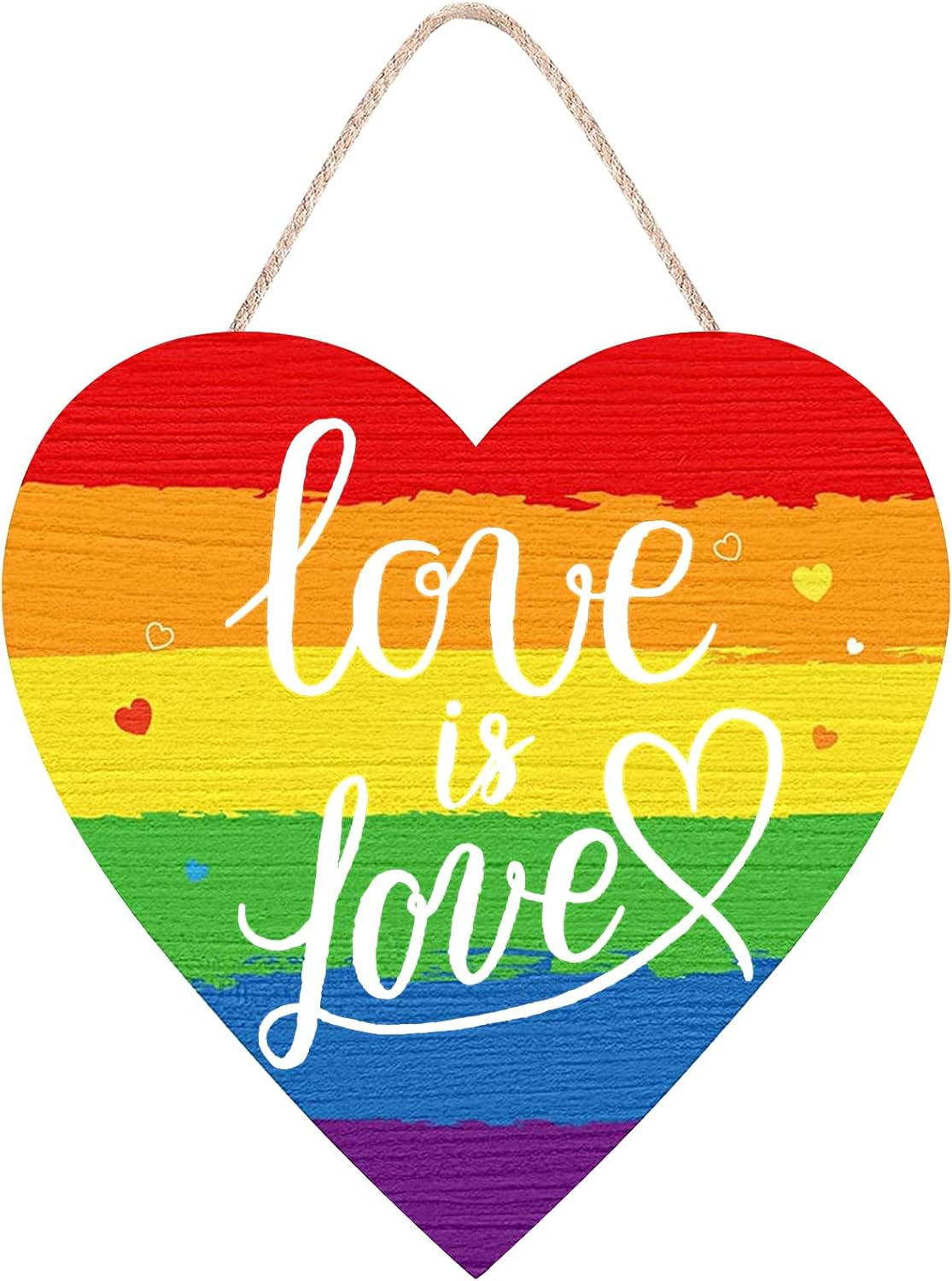12×12 Pride Wooden Door Sign Rainbow Love Is Love Wall Decor Hanger