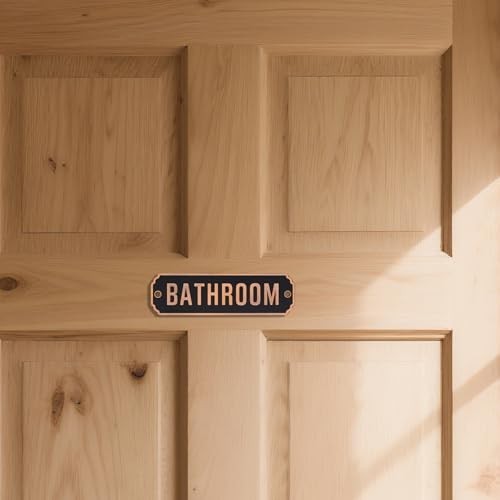 Solid Brass Bathroom Door Sign 5 Inch 1.5 Inch Metal Wall Plaque Restroom