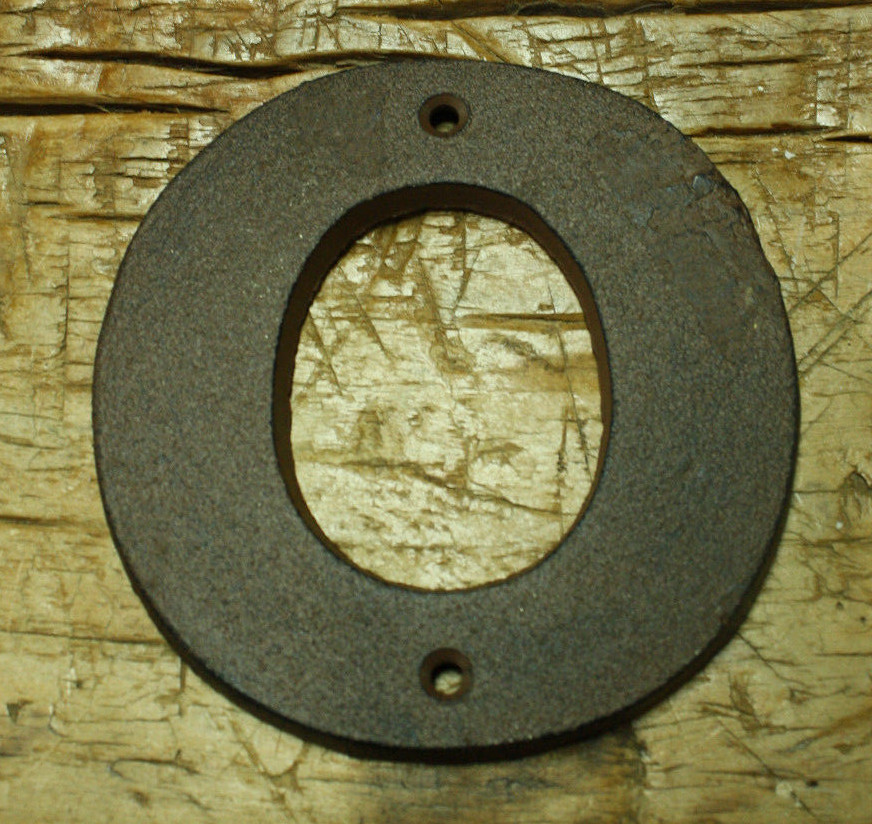 Cast Iron Industrial LETTER O Sign Rustic Brown 5″ tall Alphabet