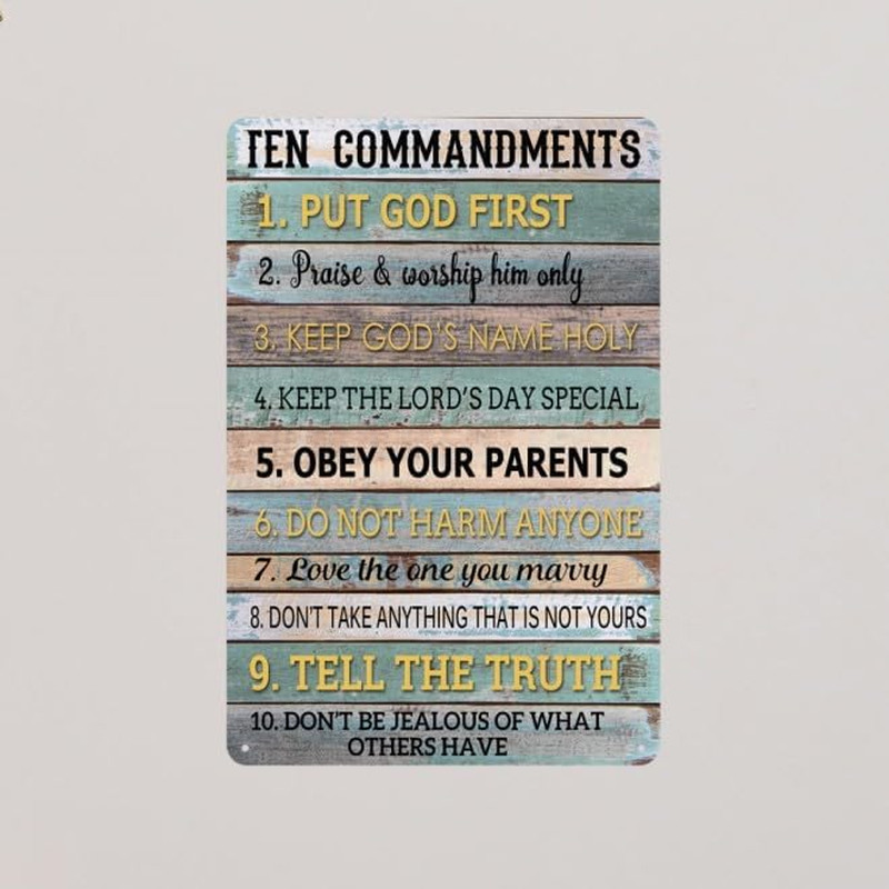 The Ten Commandments Metal Tin Sign 10 Commandments Wall Art Decor Ten Commandme