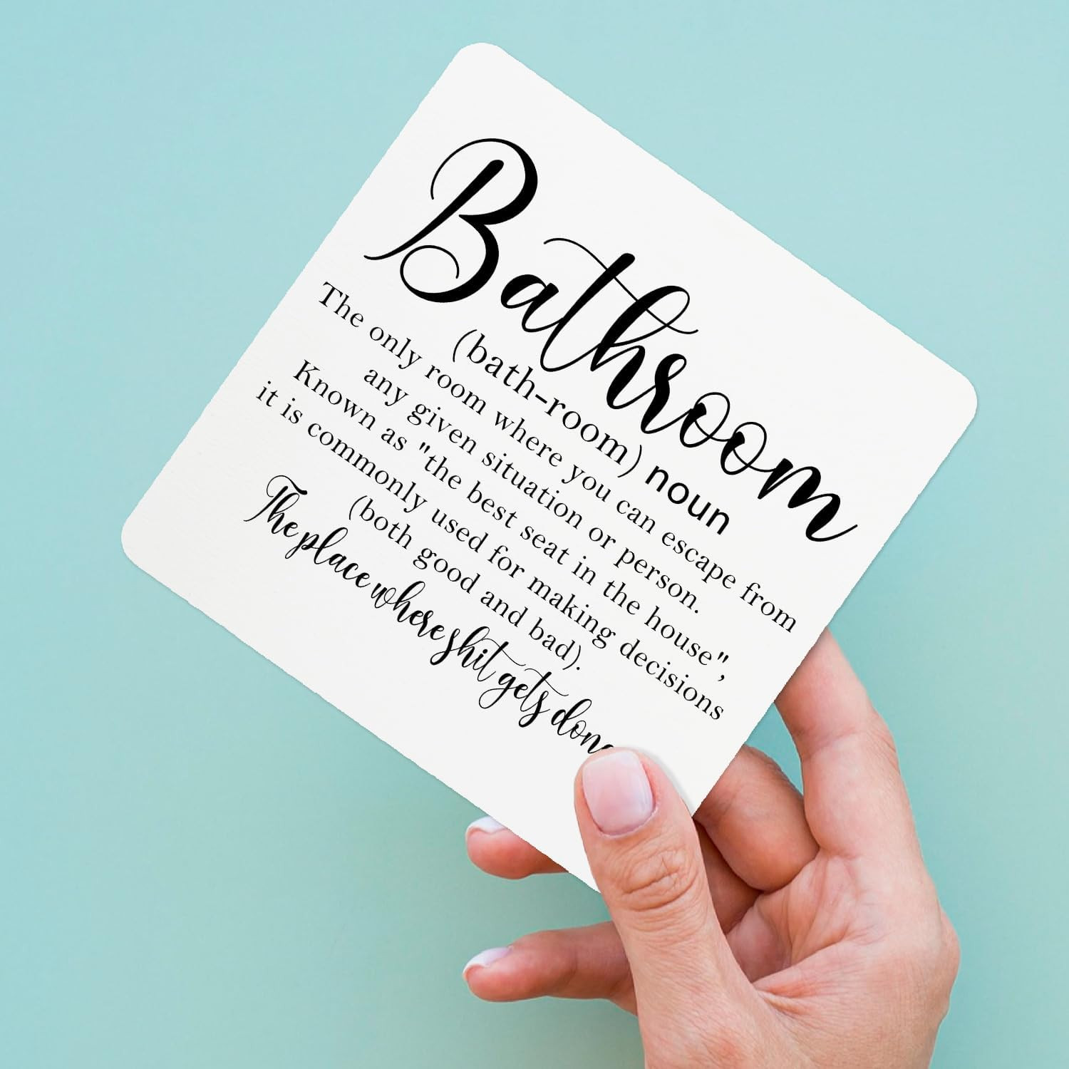 Funny Bathroom Signs Wooden Decor 5″X5″, Best Seat in the House Sign Wooden