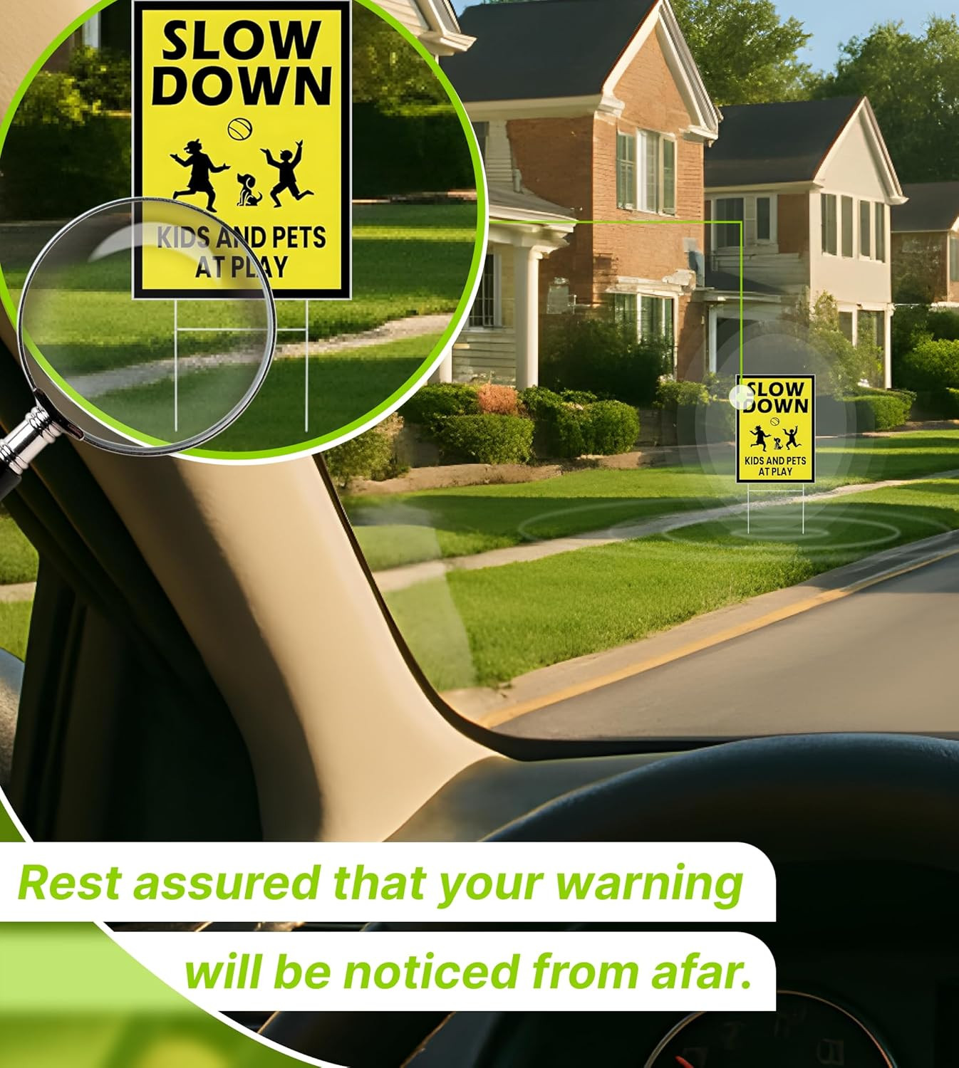 3 Pack Single Sided 8×12 Please Slow Down Kids and Pets at Play Yard Plastic …