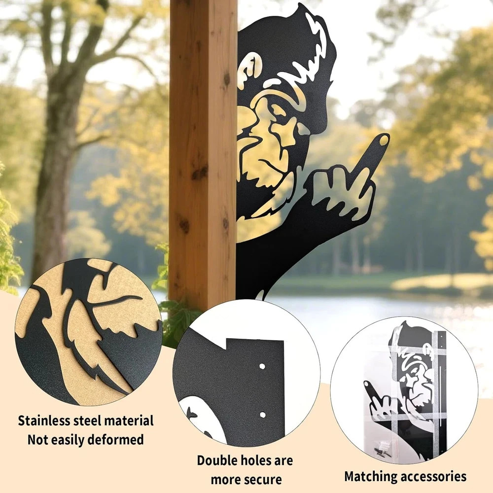 Peaking a Boo Flipping off Bigfoot Animal Metal Sign Art Ornament, Middle