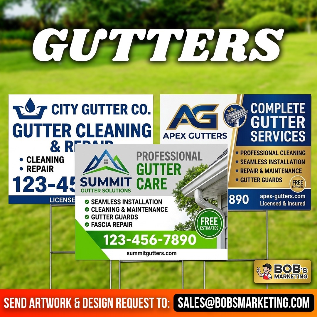 5 Pack Custom Yard Signs 24×18 Full Color Wholesale Printing + Metal H Stakes