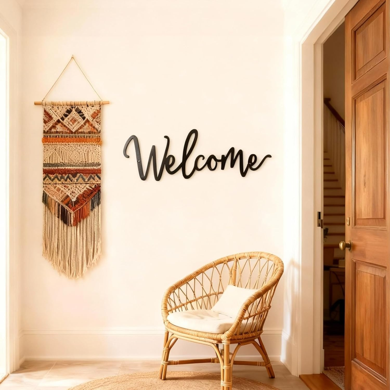 Welcome Metal Sign Wall Decor (Black)