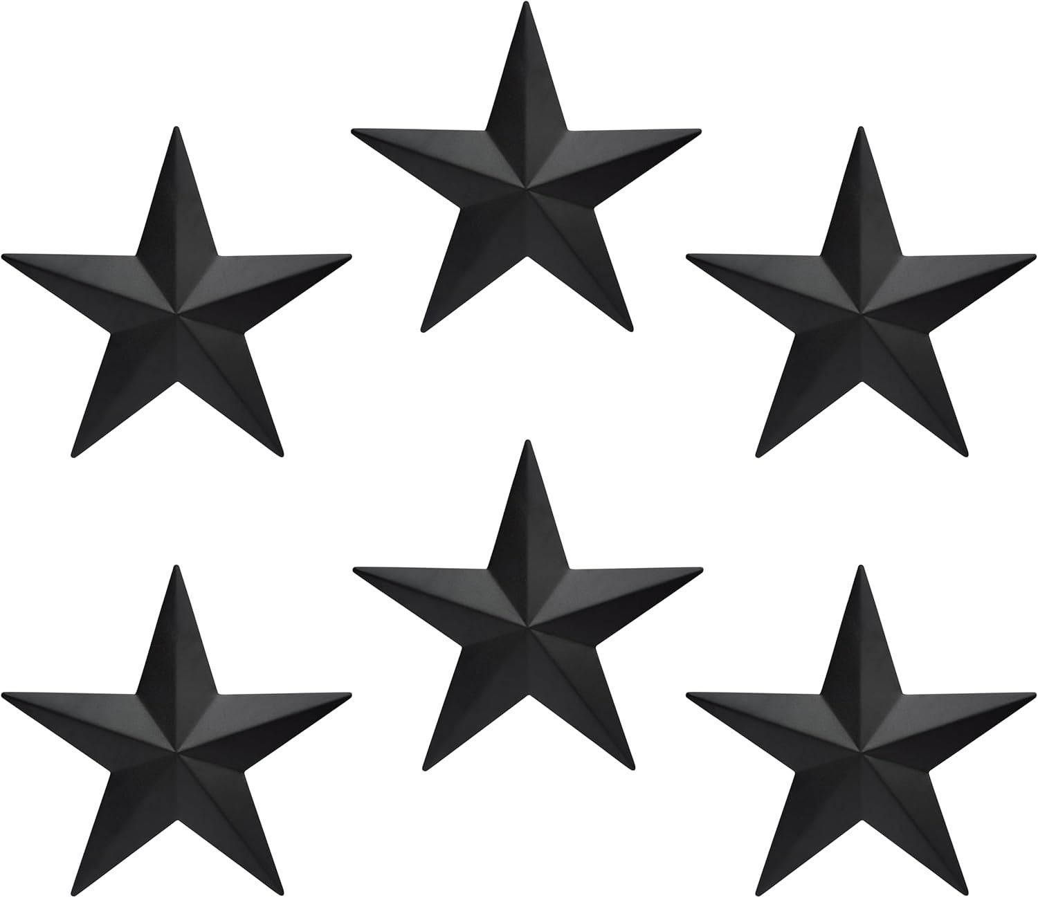 6″ 6Pieces per Set Black Metal Barn Star Wall Decor,Texas Stars Art,Metal Stars