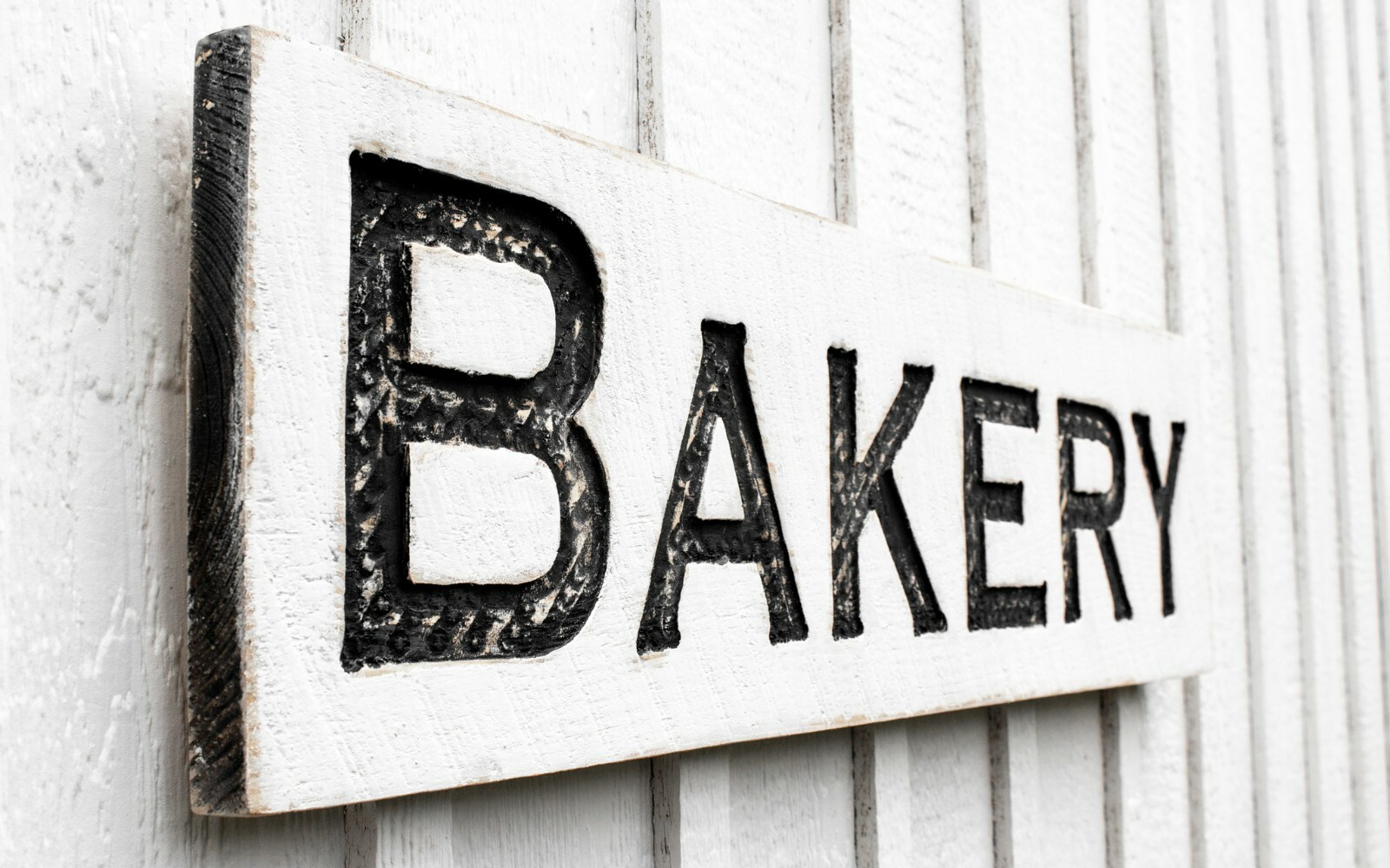 Horizontal Bakery Sign – Carved in a Solid Wood Board Rustic Distressed Kitchen