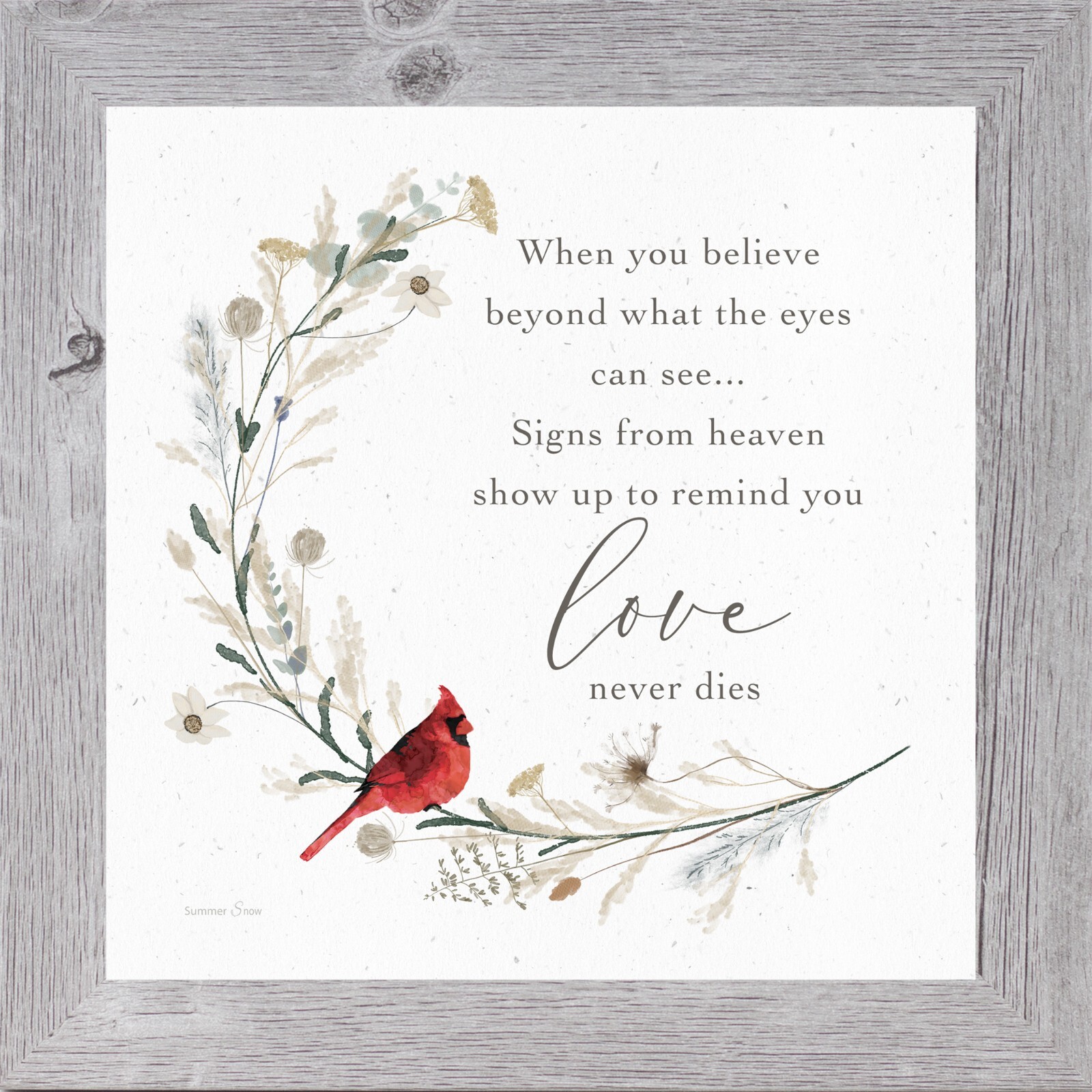 Choose a Saying – Framed Sympathy Art by Summer Snow -Multiple Phrases Available
