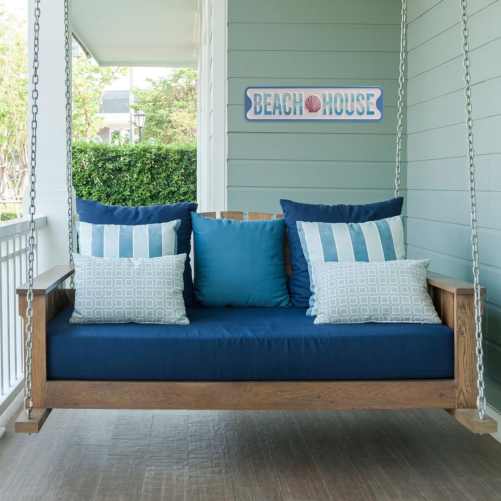 Metal Beach House Sign, 16×4 Inch Coastal Themed Wall Decor, Beachy Wall Art …