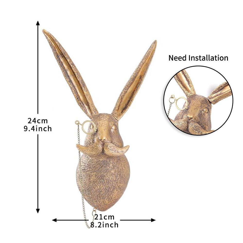 Joogour Rabbit Animal Head Resin Wall Decor