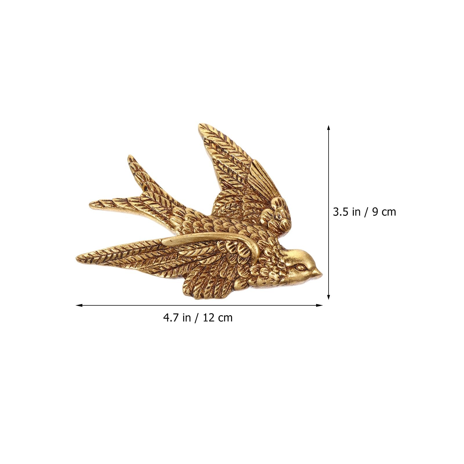 Gold Bird Wall Decor, 3D Resin Swallow Sculpture 4.7 x 3.5 in, Vintage Bird W…