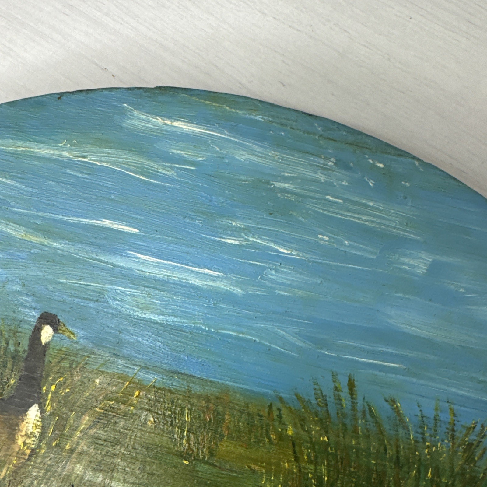 Vintage Hand Painted Geese On Wood Natural Rustic Cabin Woodland Decor – Signed