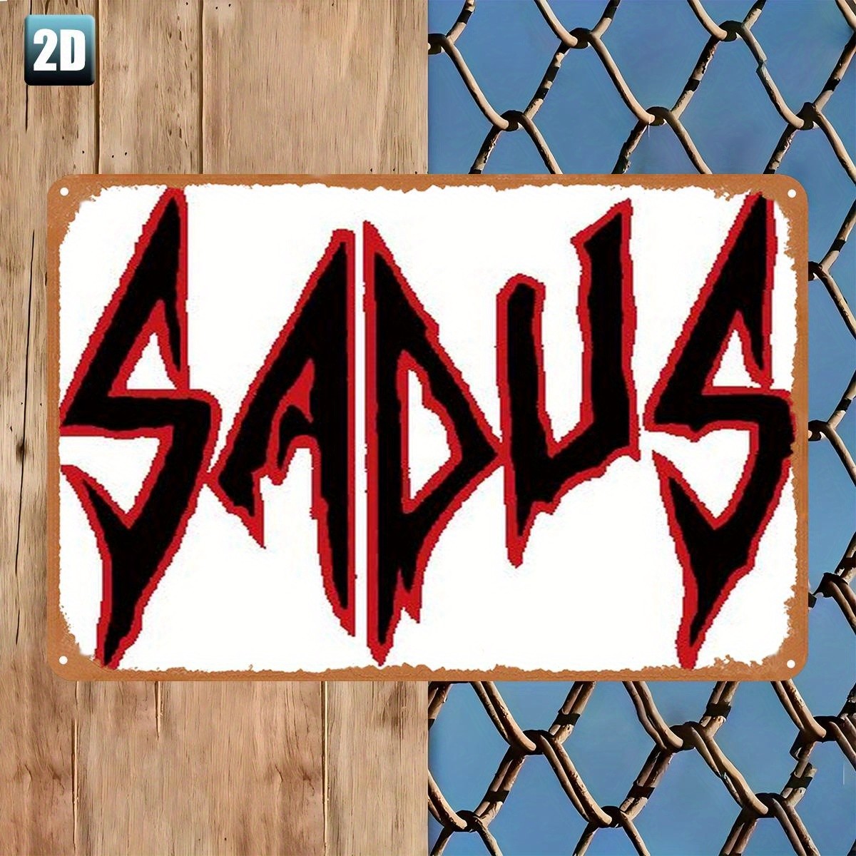 Red Black Sadus Letter Metal Sign Heavy Metal Fan Room Hanging Wall Art