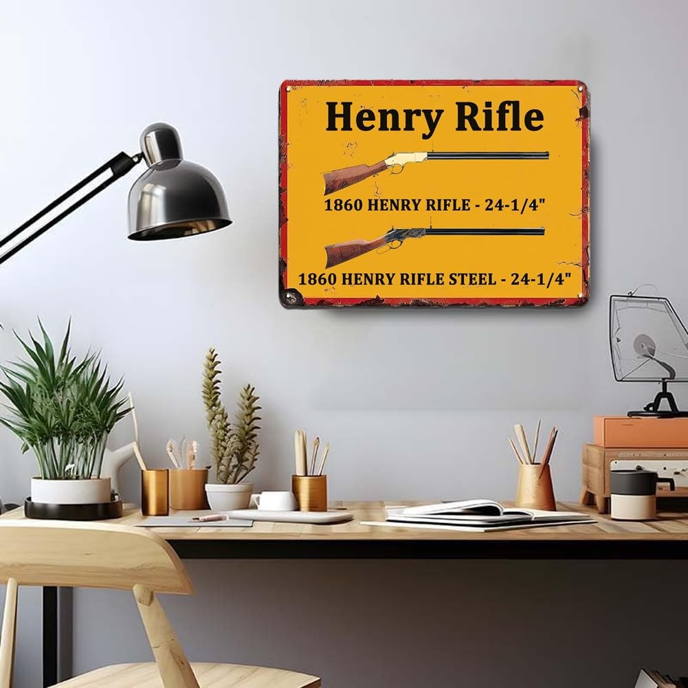 Henry Rifle Vintage Tin Sign Hunting Tin Signs Vintage Metal Plaque Wall Decor f