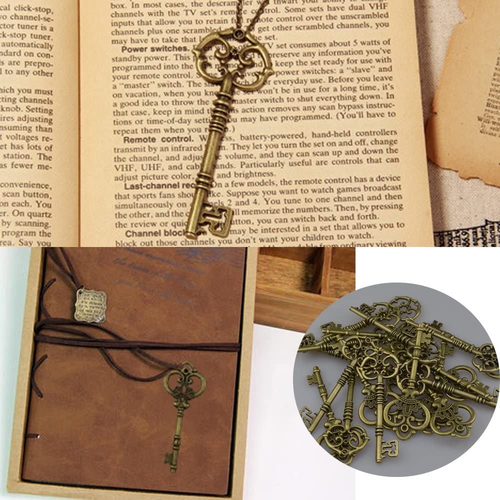 Gutapo 20 Extra Large Antique Bronze Finish Skeleton Keys Rustic Steampunk Ke…