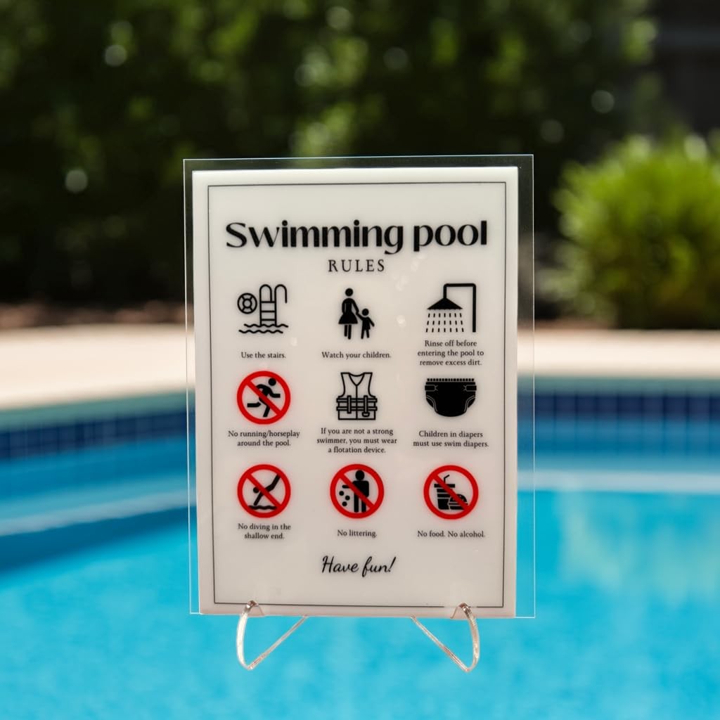 Swimming Pool Rules – Vacation Rental House Signs, 5×7 inch, Design 30