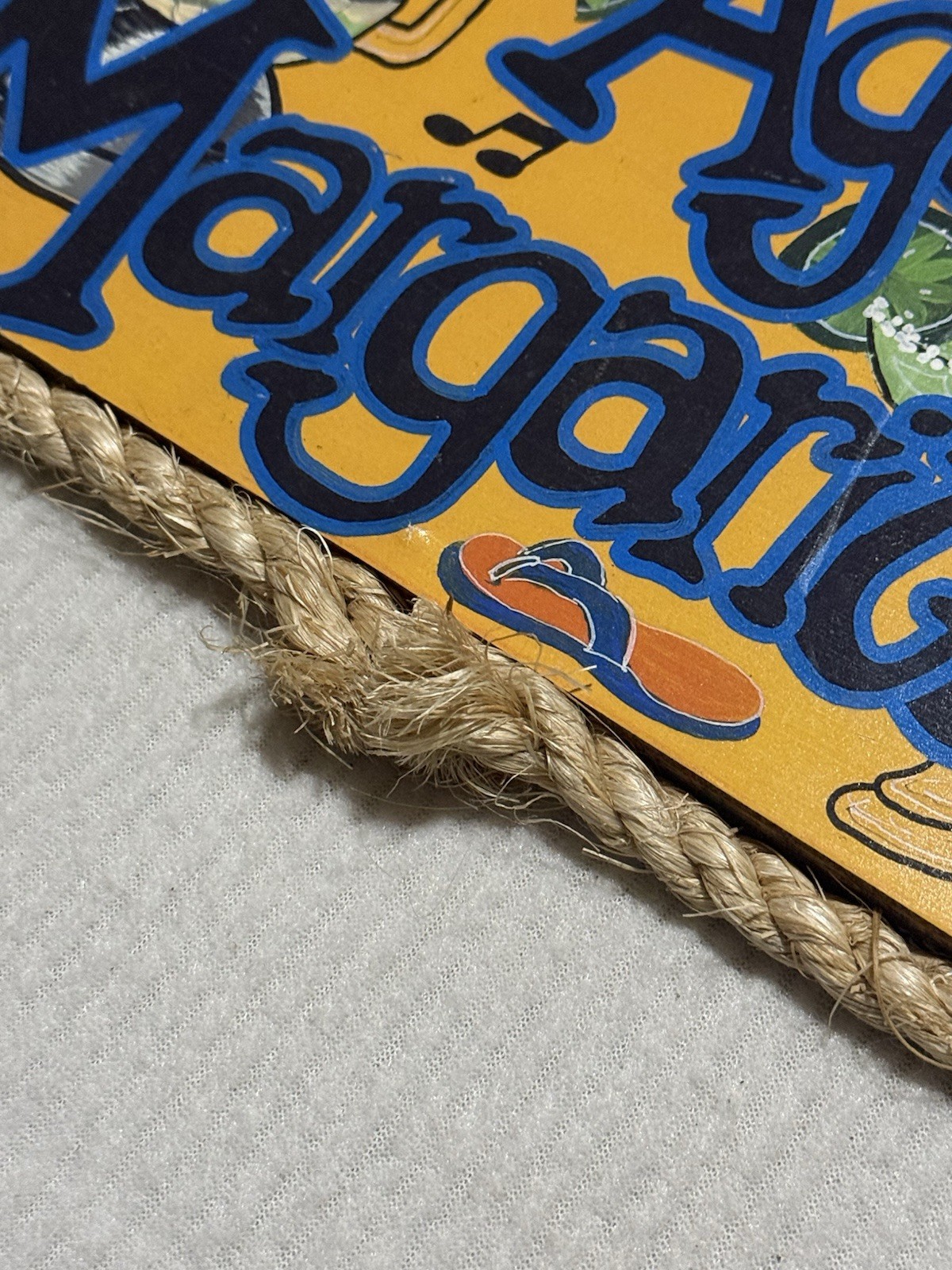 Margaritaville Wastin’ Away Again Rope Trim Wood Hanging Wall Sign Vintage